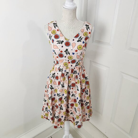 Tulip B Dress Womens S Pink Modern Vintage Retro Peach Cherry Fruit Citrus - Picture 1 of 14